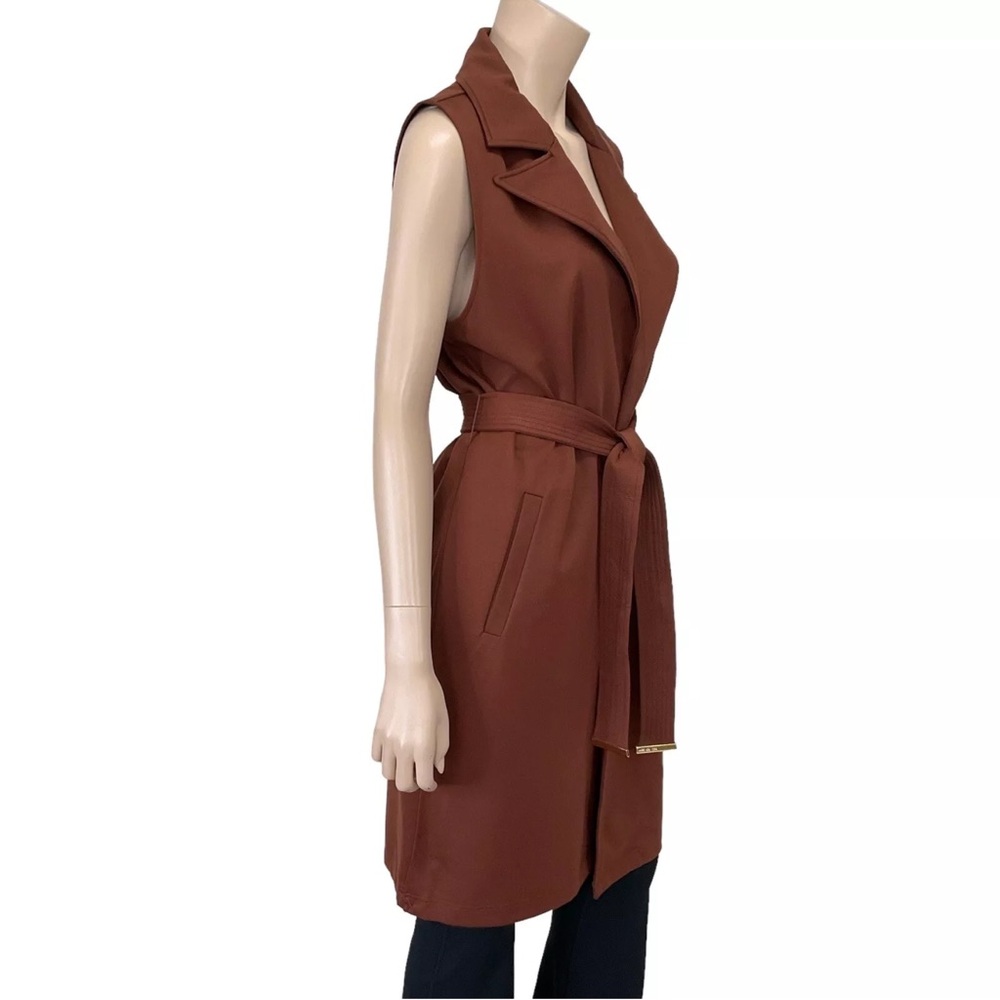 Marc New‎ York Andrew Marc Brown Longline Open Belted Ponte Jacket Size Small